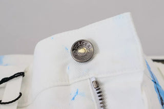 Weiße blaue Baumwoll-Skinny-Denim-Jeans