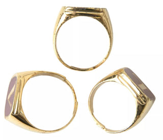 Gold Messing LOVE Emaille 3er Ring Set