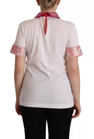 Weißes Sartoria T-Shirt mit breitem Kragen und Knöpfen