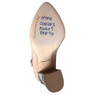 Beige Mary Janes aus Leder mit Verzierungen