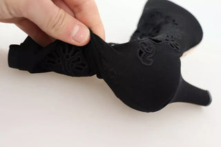 Schwarze Stretchpumps Stiefel Blumenspitzen-Schuhe