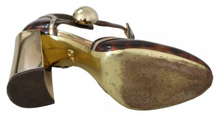 Gold Leopard T-Spangen Pumps Sandalen Schuhe