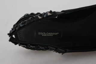Black Flats Crystal Slingback Charmeuse Shoes