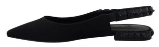 Schwarze Slingpumps aus Charmeuse mit Kristallen