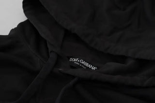Schwarzer Kapuzenpullover aus Baumwolle mit Logo