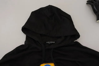 Schwarzer Kapuzenpullover aus Baumwolle mit Logo