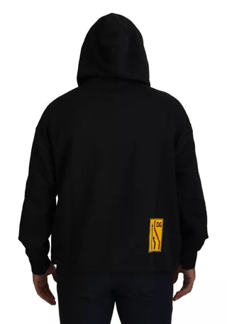 Schwarzer Kapuzenpullover aus Baumwolle mit Logo