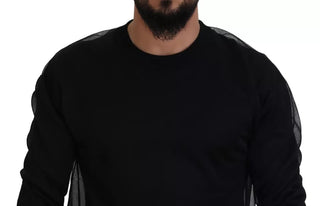 Schwarzer Polyester Rundhals Herren Pullover