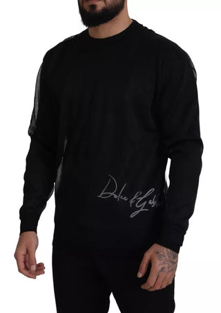 Suéter negro de poliéster para hombre con logo