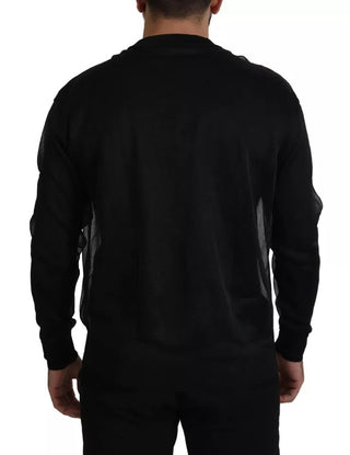 Suéter negro de poliéster para hombre con logo