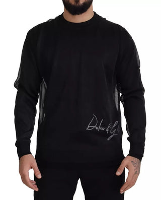 Suéter negro de poliéster para hombre con logo