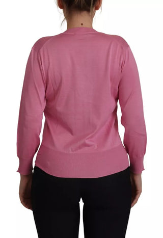 Pinker Cardigan aus 100 % Seide mit Knöpfen
