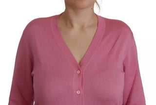 Pinker Cardigan aus 100 % Seide mit Knöpfen
