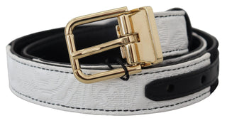 Weiß Schwarz Patchwork Gürtel mit goldener Metallschnalle