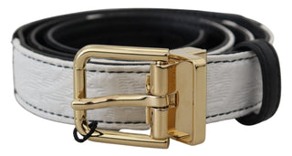 Weiß Schwarz Patchwork Gürtel mit goldener Metallschnalle