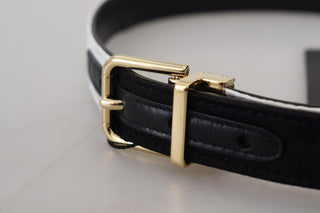 Weiß Schwarz Patchwork Gürtel mit goldener Metallschnalle