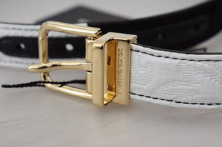 Weiß Schwarz Patchwork Gürtel mit goldener Metallschnalle