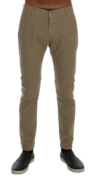 Beige schmale Chinos aus Baumwoll-Stretch