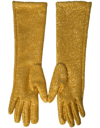 Guantes dorados de lurex fantasía de longitud media hasta el brazo