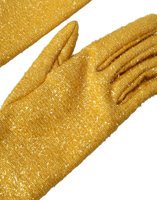 Guantes dorados de lurex fantasía de longitud media hasta el brazo
