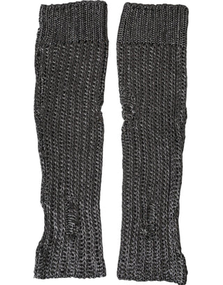 Graue Viskose Gestrickte Fingerlose Handschuhe