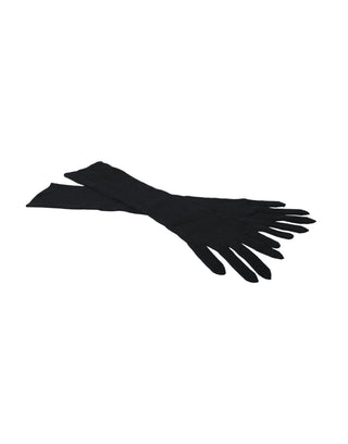 Guantes negros de cachemira tejidos hasta el codo
