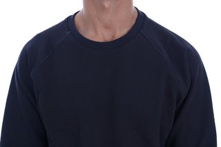 Suéter de algodón azul de cuello redondo