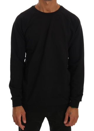 Schwarzer Rundhals-Pullover aus Baumwolle
