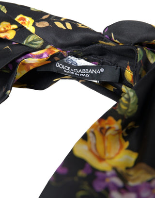 Diadema para mujer de seda negra con aplique floral