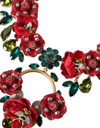 Collar con colgante de cristal RosePetal y cadena de eslabones de latón dorado