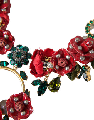 Collar con colgante de cristal RosePetal y cadena de eslabones de latón dorado