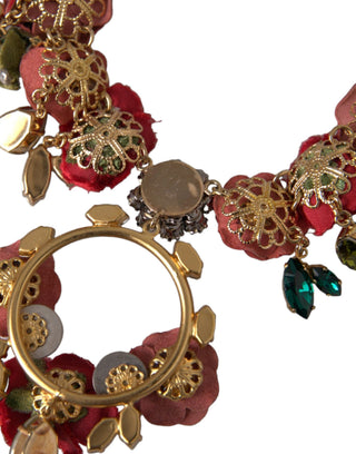 Collar con colgante de cristal RosePetal y cadena de eslabones de latón dorado