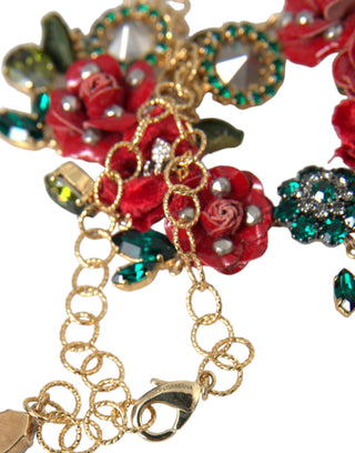 Collar con colgante de cristal RosePetal y cadena de eslabones de latón dorado