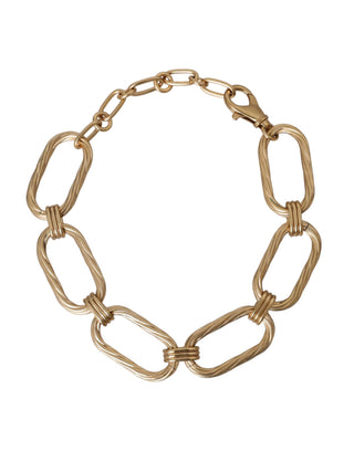 Collar de joyería con cadena de eslabones grandes de latón tono dorado