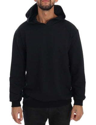 Schwarzer lässiger Kapuzenpullover aus Baumwolle für das Fitnessstudio