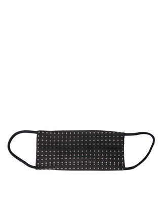 Dark Gray White Polka Dots 100% Silk Necktie Face Mask