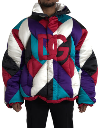 Chaqueta acolchada cortavientos multicolor con logo