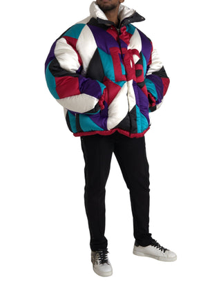 Chaqueta acolchada cortavientos multicolor con logo