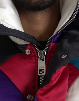 Chaqueta acolchada cortavientos multicolor con logo