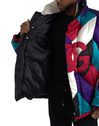 Chaqueta acolchada cortavientos multicolor con logo