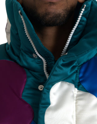 Mehrfarbige geblümte Windbreaker-Steppjacke