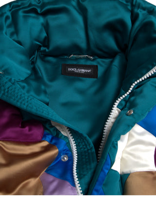 Mehrfarbige geblümte Windbreaker-Steppjacke