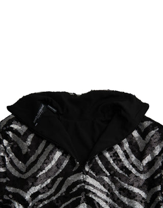 Schwarz-silberner Paillettenpullover aus Polyester