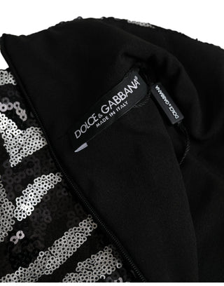 Schwarz-silberner Paillettenpullover aus Polyester