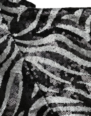 Schwarz-silberner Paillettenpullover aus Polyester