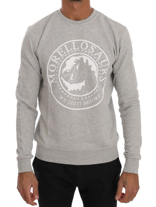 Suéter de algodón gris de cuello redondo
