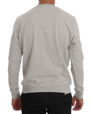 Suéter de algodón gris de cuello redondo
