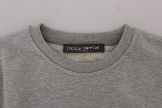 Suéter de algodón gris de cuello redondo