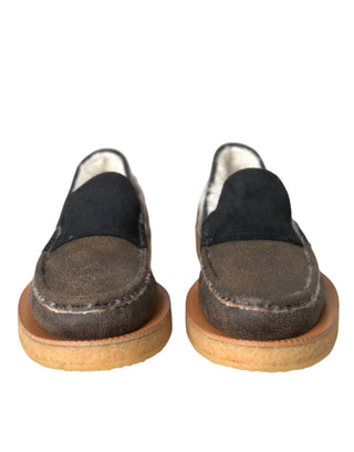 Mocasines marrones con piel negra para hombre  