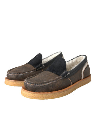 Mocasines marrones con piel negra para hombre  